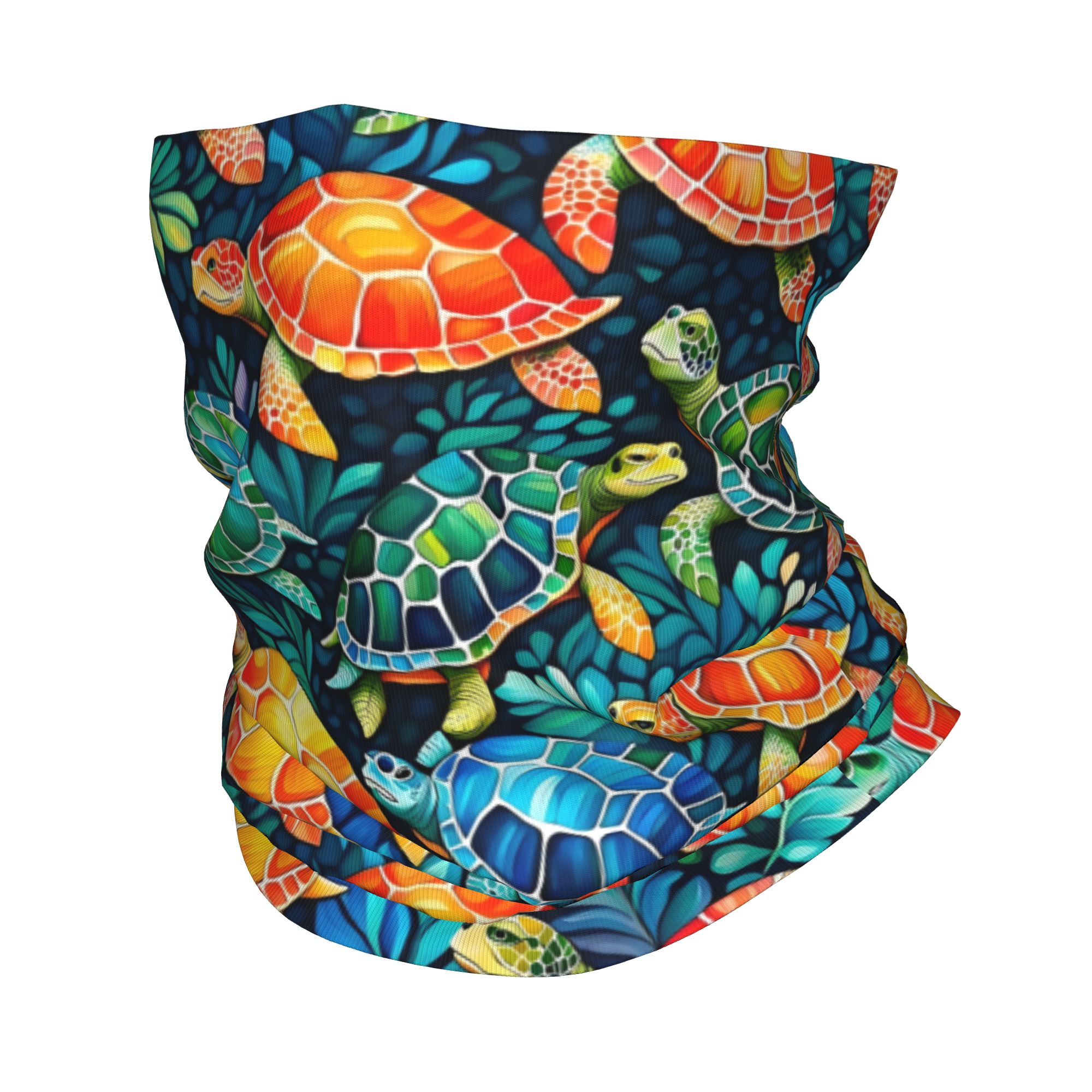 Neck Gaiter Fleece - Забавные красочные гетры с морской черепахой