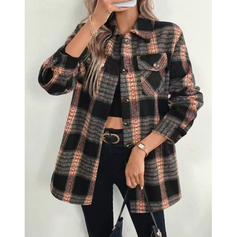 Осенне-зимняя женская модная к – обзор и цена Flannel Shirt Lined